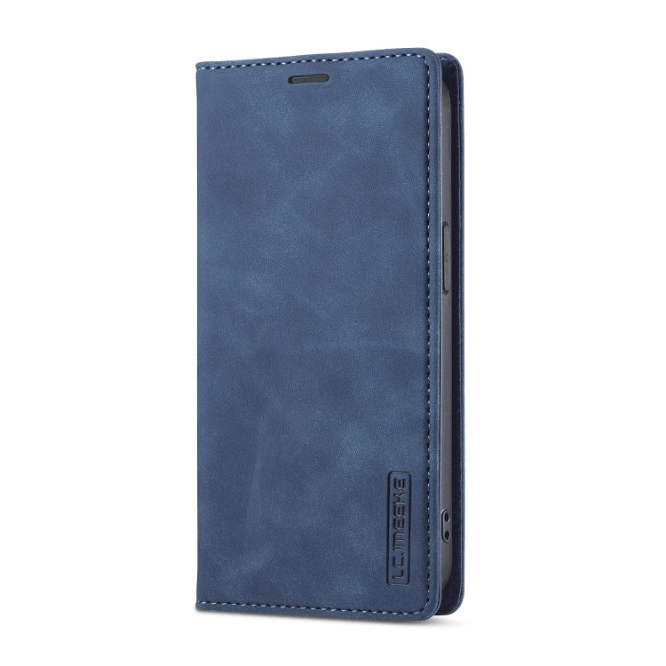 For iPhone 16e LC.IMEEKE Strong Magnetism Microfiber Leather Phone Case(Blue)