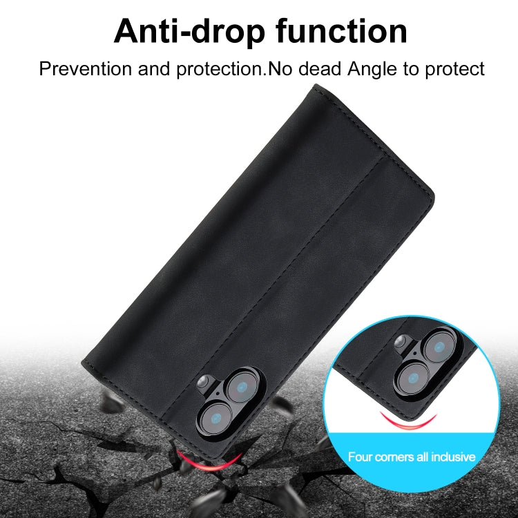 For iPhone 16 LC.IMEEKE Strong Magnetism Microfiber Leather Phone Case(Black)