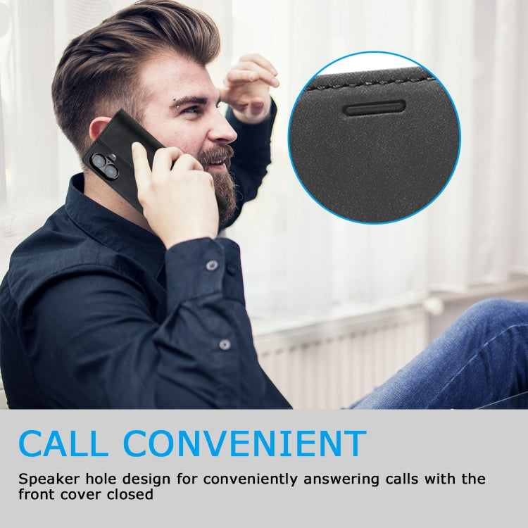 For iPhone 16 LC.IMEEKE Strong Magnetism Microfiber Leather Phone Case(Black)