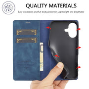 For iPhone 16 LC.IMEEKE Strong Magnetism Microfiber Leather Phone Case(Blue)