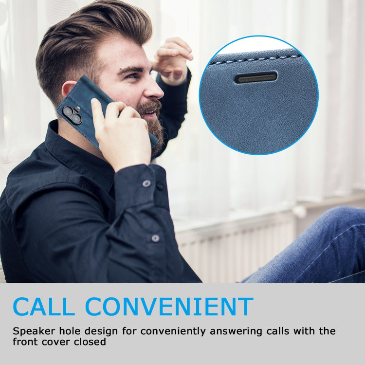 For iPhone 16 LC.IMEEKE Strong Magnetism Microfiber Leather Phone Case(Blue)