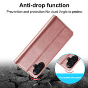 For iPhone 16 Plus LC.IMEEKE Strong Magnetism Microfiber Leather Phone Case(Rose Gold)