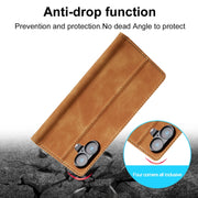 For iPhone 16 Plus LC.IMEEKE Strong Magnetism Microfiber Leather Phone Case(Brown)