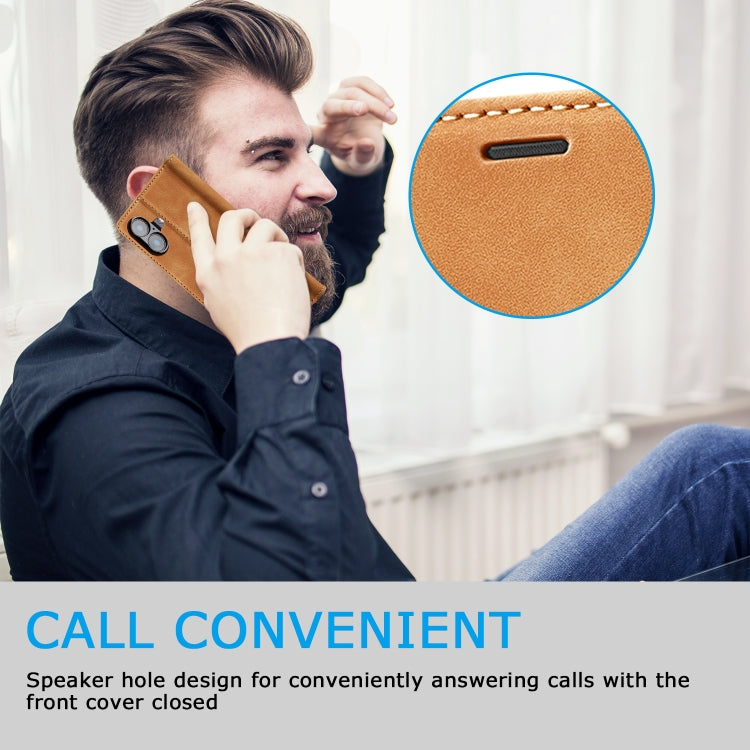 For iPhone 16 Plus LC.IMEEKE Strong Magnetism Microfiber Leather Phone Case(Brown)