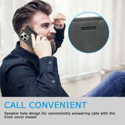 For iPhone 16 Pro LC.IMEEKE Strong Magnetism Microfiber Leather Phone Case(Black)