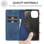 For iPhone 16 Pro LC.IMEEKE Strong Magnetism Microfiber Leather Phone Case(Blue)