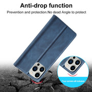 For iPhone 16 Pro LC.IMEEKE Strong Magnetism Microfiber Leather Phone Case(Blue)