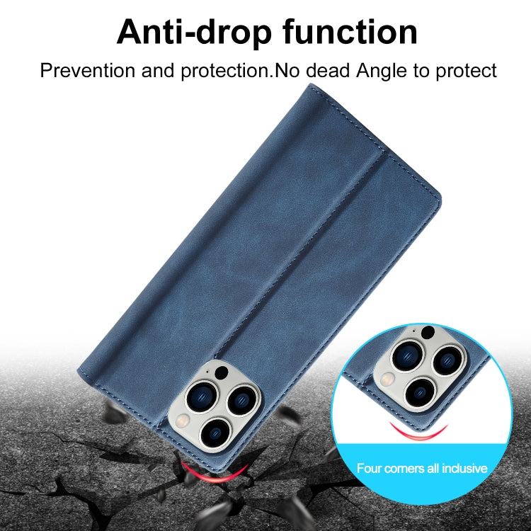 For iPhone 16 Pro LC.IMEEKE Strong Magnetism Microfiber Leather Phone Case(Blue)