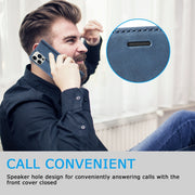 For iPhone 16 Pro LC.IMEEKE Strong Magnetism Microfiber Leather Phone Case(Blue)
