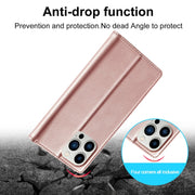 For iPhone 16 Pro LC.IMEEKE Strong Magnetism Microfiber Leather Phone Case(Rose Gold)