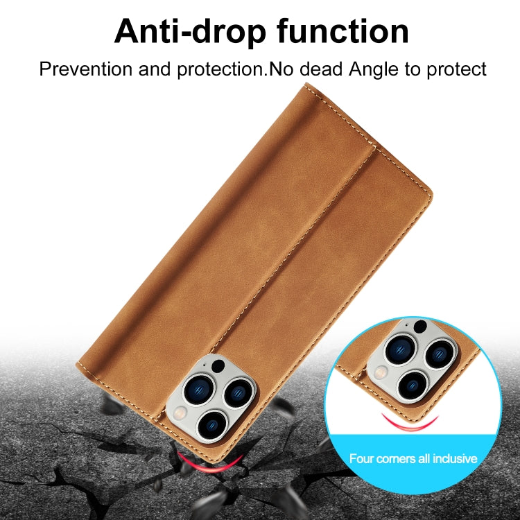 For iPhone 16 Pro LC.IMEEKE Strong Magnetism Microfiber Leather Phone Case(Brown)