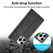 For iPhone 16 Pro Max LC.IMEEKE Strong Magnetism Microfiber Leather Phone Case(Black)