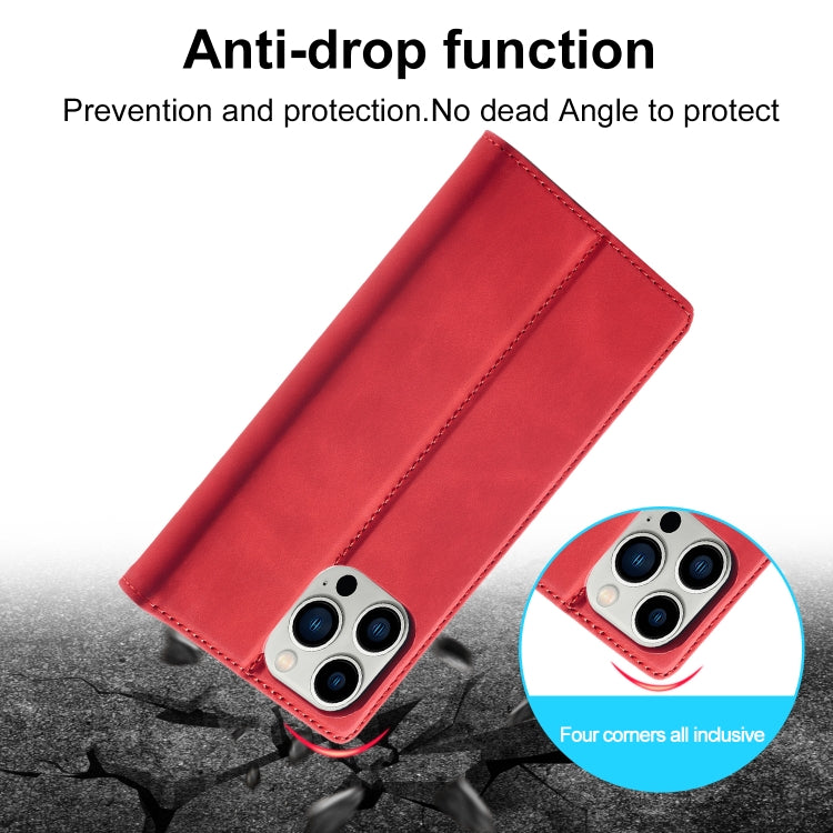 For iPhone 16 Pro Max LC.IMEEKE Strong Magnetism Microfiber Leather Phone Case(Red)