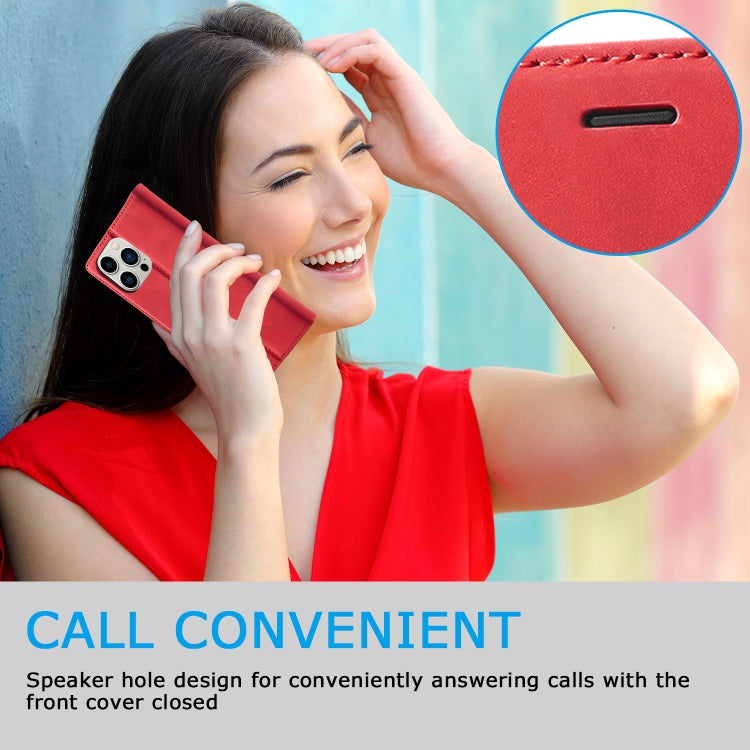 For iPhone 16 Pro Max LC.IMEEKE Strong Magnetism Microfiber Leather Phone Case(Red)