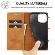 For iPhone 16 Pro Max LC.IMEEKE Strong Magnetism Microfiber Leather Phone Case(Brown)