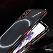 For Nothing Phone 2 Aurora Series Lens Protector + Metal Frame Protective Phone Case(Black Red)