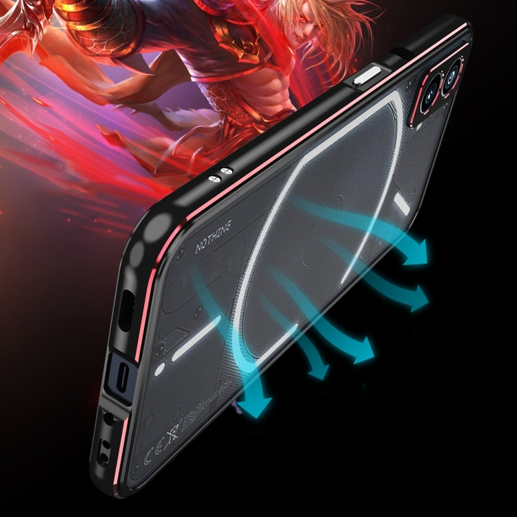 For Nothing Phone 2 Aurora Series Lens Protector + Metal Frame Protective Phone Case(Black Red)