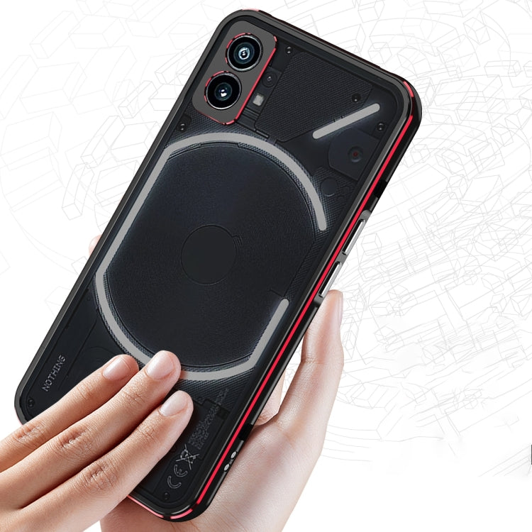 For Nothing Phone 2a Aurora Series Metal Frame Protective Phone Case(Black Red)