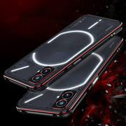 For Nothing Phone 2a Aurora Series Metal Frame Protective Phone Case(Black Red)