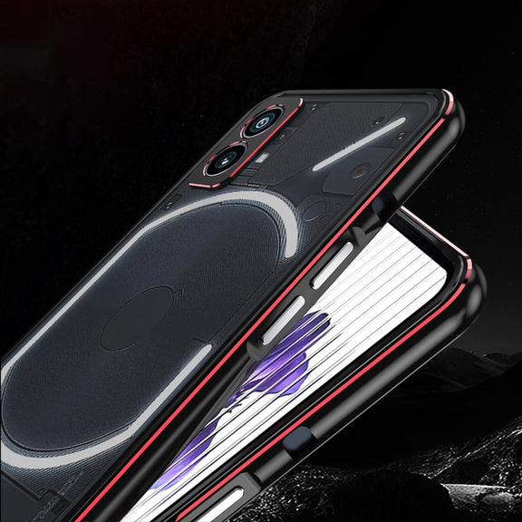 For Nothing Phone 2a Aurora Series Metal Frame Protective Phone Case(Black Red)