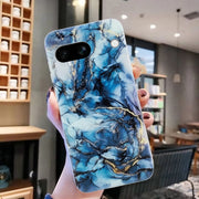 For Google Pixel 8A IMD Marble Pattern TPU Phone Case(Grey)