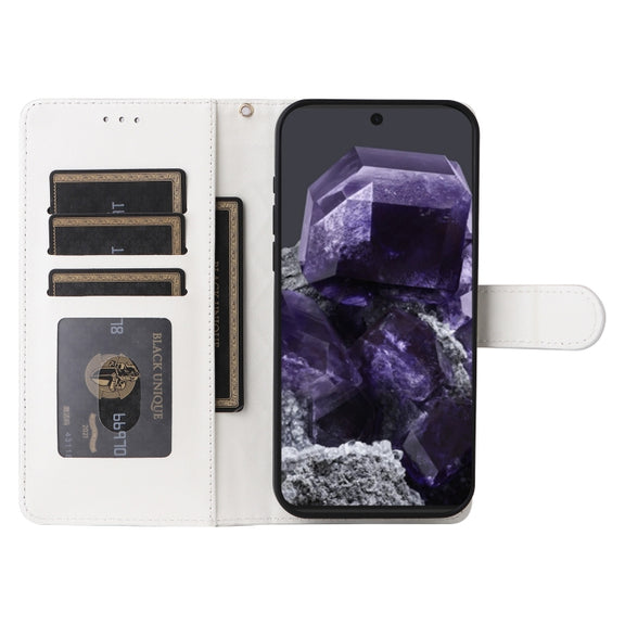 For Google Pixel 9 Diamond Lattice Leather Flip Phone Case(White)