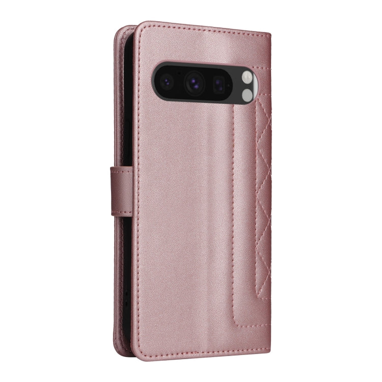 For Google Pixel 9 Diamond Lattice Leather Flip Phone Case(Rose Gold)