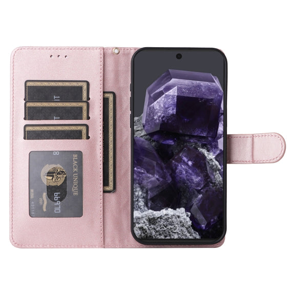 For Google Pixel 9 Diamond Lattice Leather Flip Phone Case(Rose Gold)