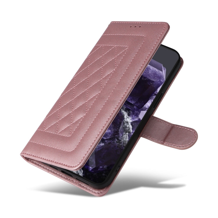 For Google Pixel 9 Diamond Lattice Leather Flip Phone Case(Rose Gold)