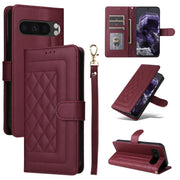 For Google Pixel 9 Diamond Lattice Leather Flip Phone Case(Wine Red)