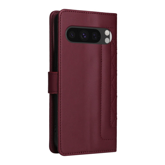For Google Pixel 9 Diamond Lattice Leather Flip Phone Case(Wine Red)