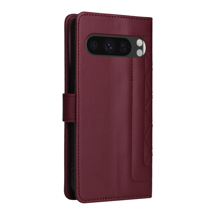 For Google Pixel 9 Diamond Lattice Leather Flip Phone Case(Wine Red)