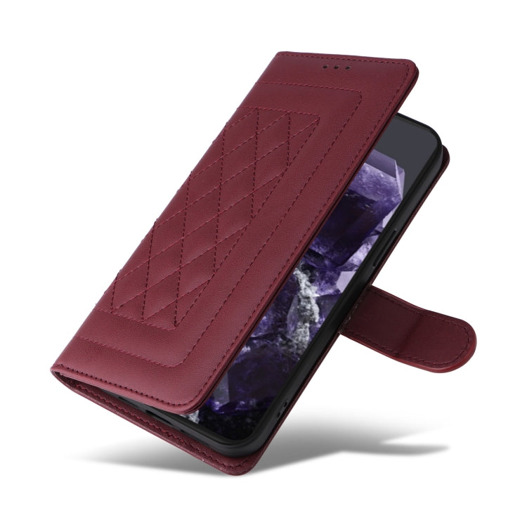 For Google Pixel 9 Diamond Lattice Leather Flip Phone Case(Wine Red)