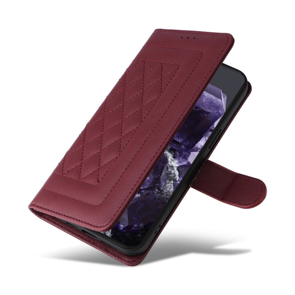 For Google Pixel 9 Diamond Lattice Leather Flip Phone Case(Wine Red)