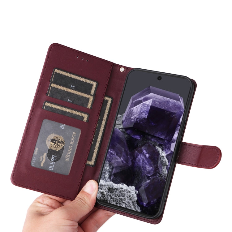 For Google Pixel 9 Diamond Lattice Leather Flip Phone Case(Wine Red)