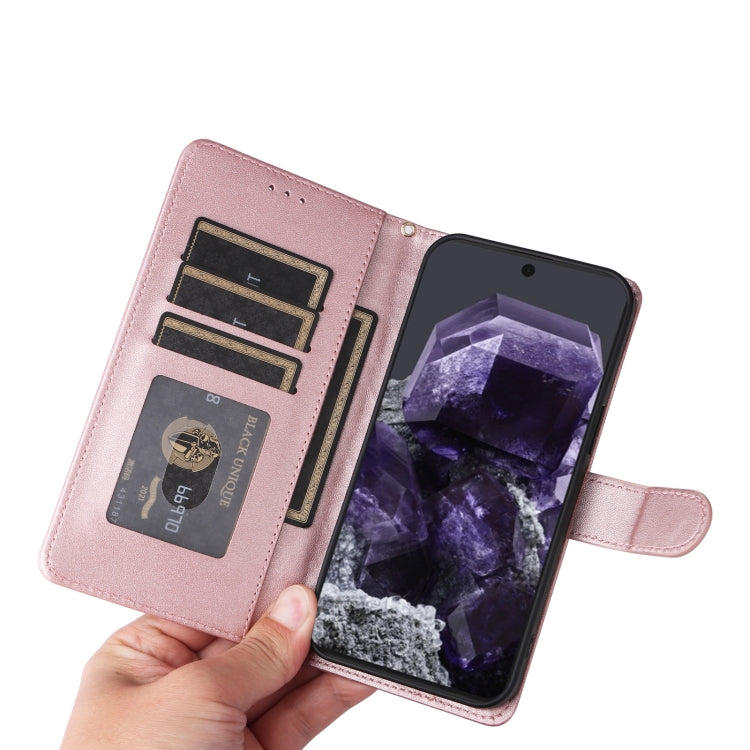 For Google Pixel 9 Pro Diamond Lattice Leather Flip Phone Case(Rose Gold)