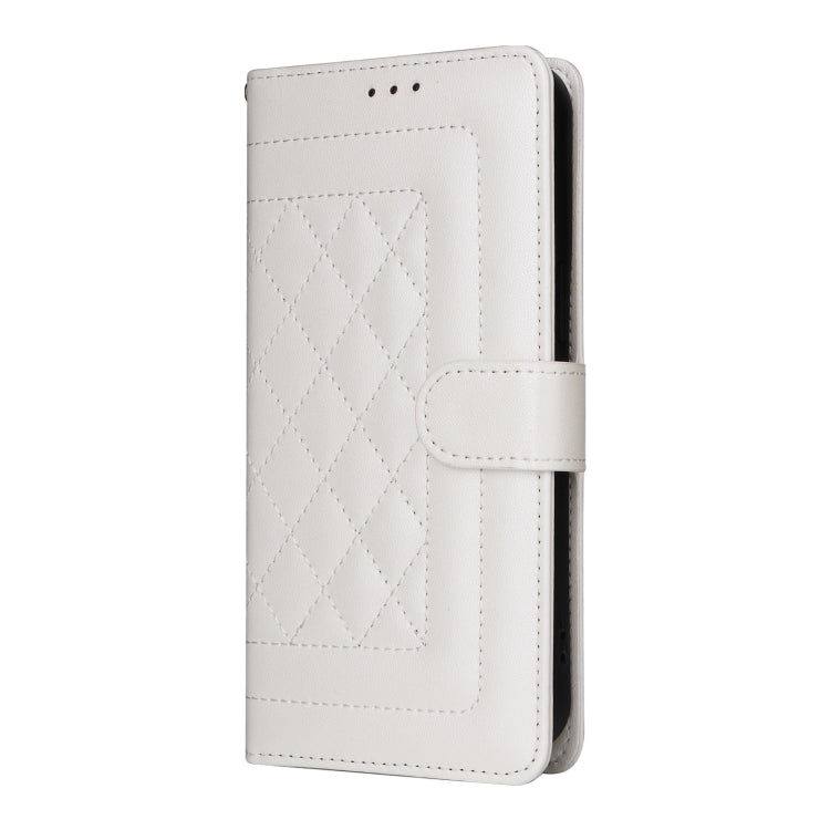 For Huawei P Smart 2021 Diamond Lattice Leather Flip Phone Case(White)