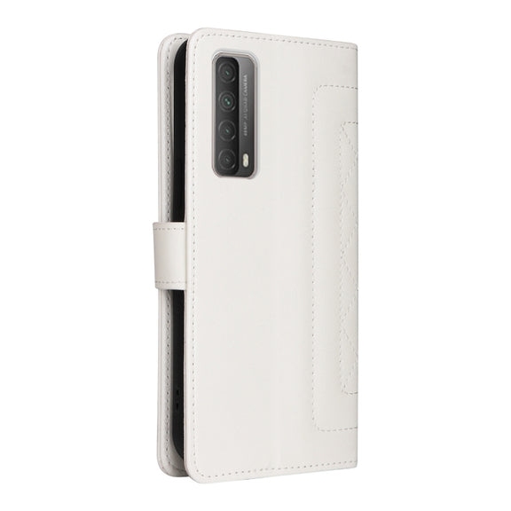 For Huawei P Smart 2021 Diamond Lattice Leather Flip Phone Case(White)