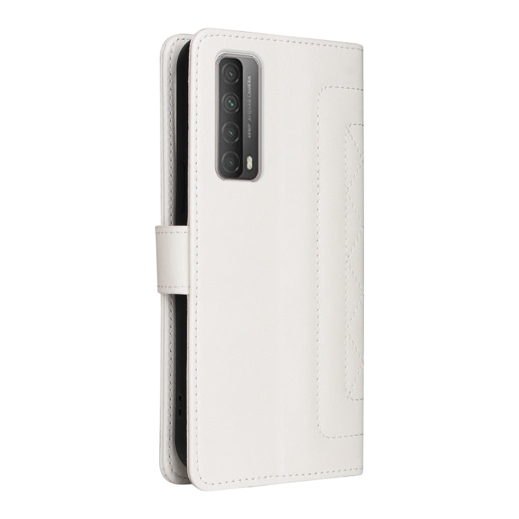 For Huawei P Smart 2021 Diamond Lattice Leather Flip Phone Case(White)