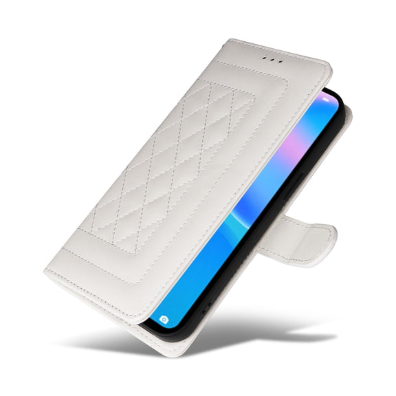 For Huawei P Smart 2021 Diamond Lattice Leather Flip Phone Case(White)