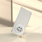 For vivo X Fold3 ABEEL Genuine Leather Elegant Frosted Transparent Edge Phone Case(White)