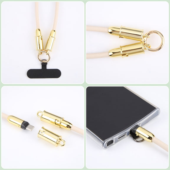 Type-C to Type-C Braid Data Cable Phone Anti-lost Crossbody Lanyard, Length: 1.2m(Khaki)