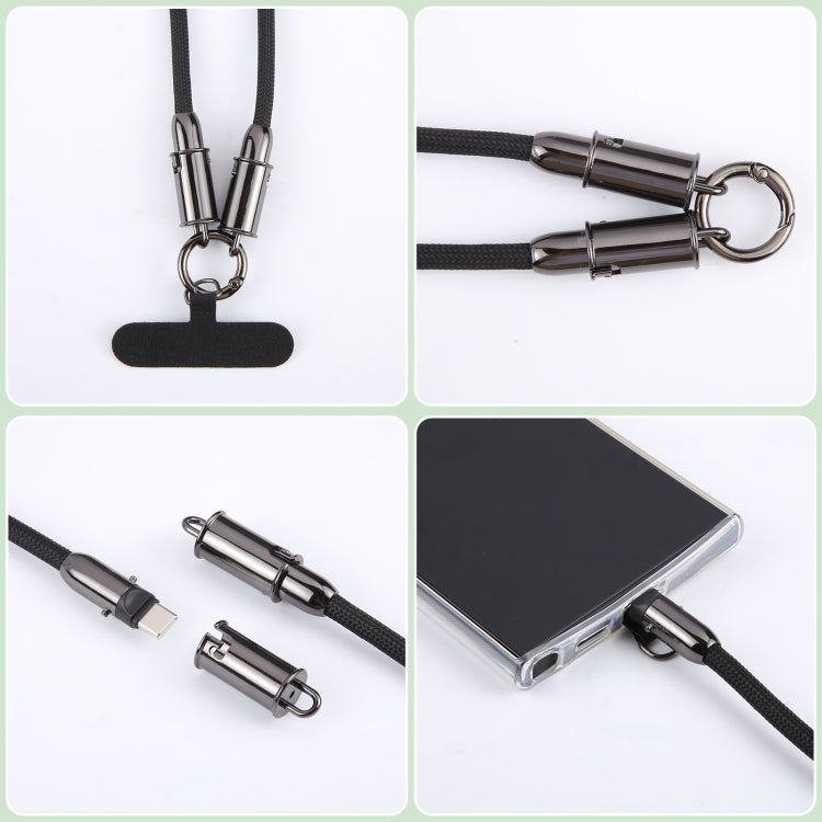 Type-C to Type-C Braid Data Cable Phone Anti-lost Crossbody Lanyard, Length: 1.2m(Black)