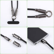 Type-C to Type-C Braid Data Cable Phone Anti-lost Crossbody Lanyard, Length: 1.2m(Black)