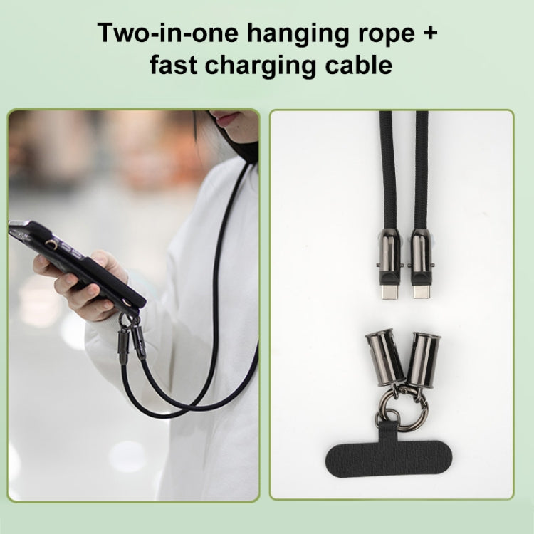 Type-C to Type-C Braid Data Cable Phone Anti-lost Crossbody Lanyard, Length: 1.2m(Black)