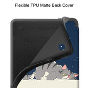 For KOBO Clara Colour 2024 / BW Painted Voltage Caster TPU Leather Smart Tablet Case(Lazy Cat)