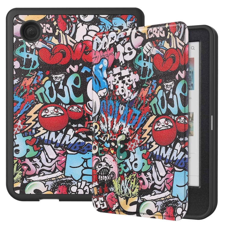 For KOBO Clara Colour 2024 / BW Painted Voltage Caster TPU Leather Smart Tablet Case(Graffiti)