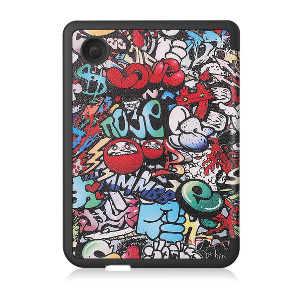 For KOBO Clara Colour 2024 / BW Painted Voltage Caster TPU Leather Smart Tablet Case(Graffiti)