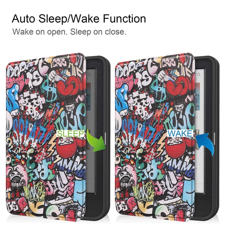 For KOBO Clara Colour 2024 / BW Painted Voltage Caster TPU Leather Smart Tablet Case(Graffiti)