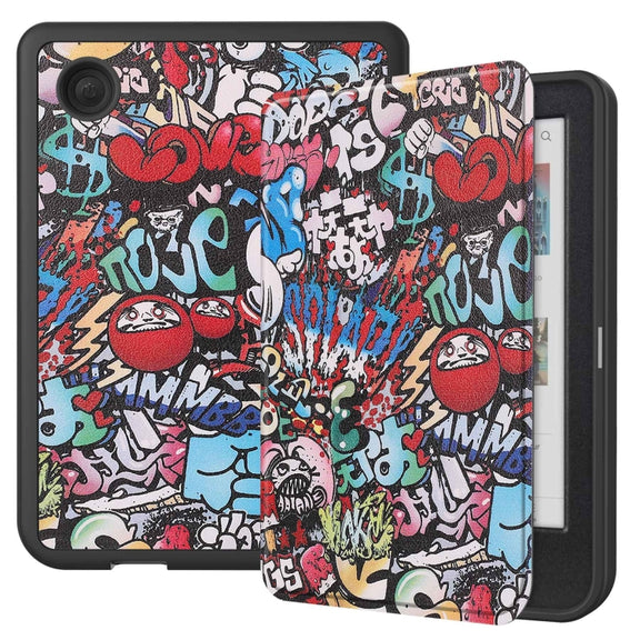For KOBO Clara Colour 2024 / BW Painted Voltage Caster TPU Leather Smart Tablet Case(Graffiti)